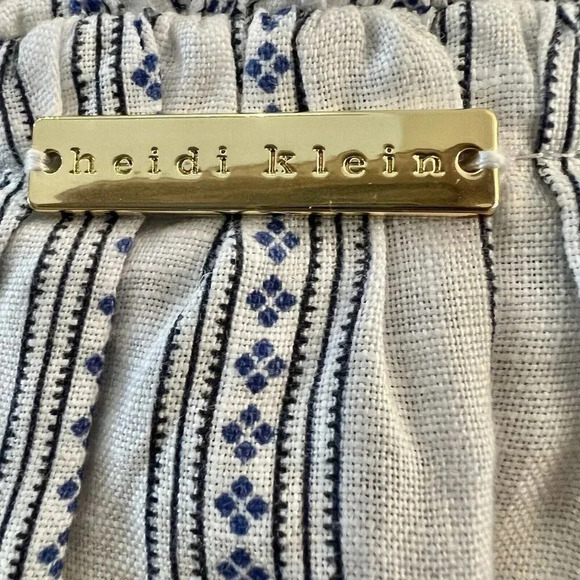 Heidi Klein Women’s Sardinia Frill Belted Midi Dress Linen Size Small Blue White - Picture 7 of 12